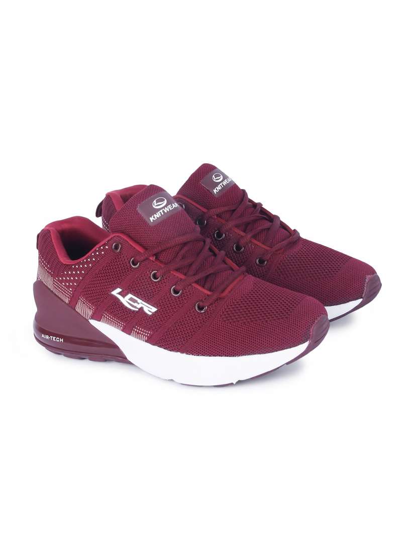 Lancer Men Maroon & White Textile Running Non-Marking Shoes