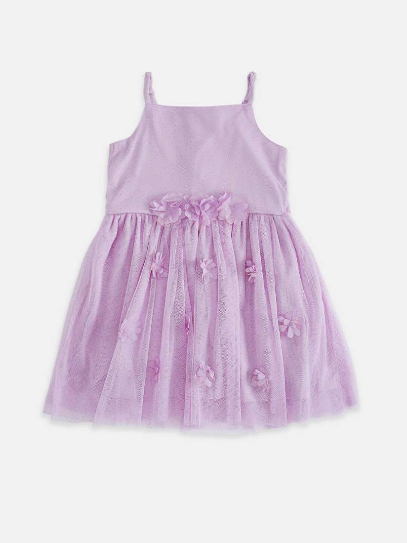 Buy Pantaloons Junior Lavender Floral Satin Fit and Flare Dress