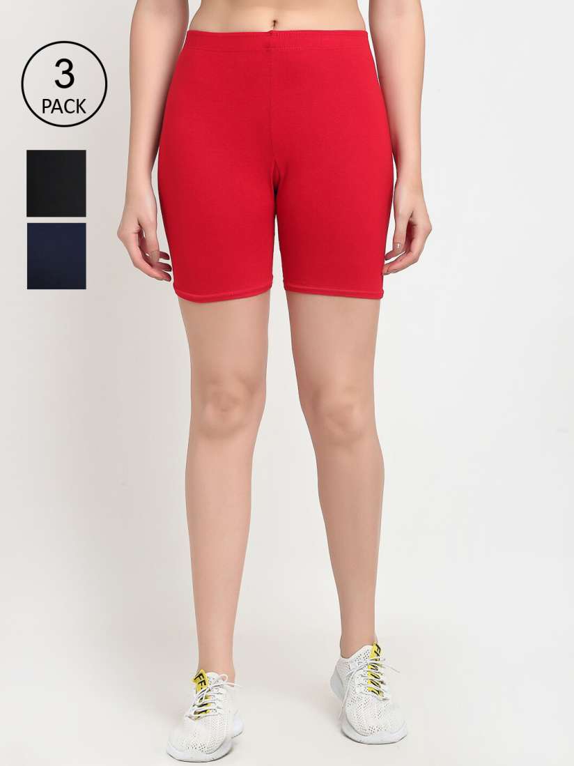 Buy Jinfo Women Pack of 3 Black Red Cycling Shorts Shorts for Women 17760312 Myntra