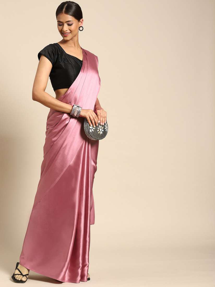 Buy Anouk Pink Satin Solid Saree Sarees for Women 17765904 Myntra