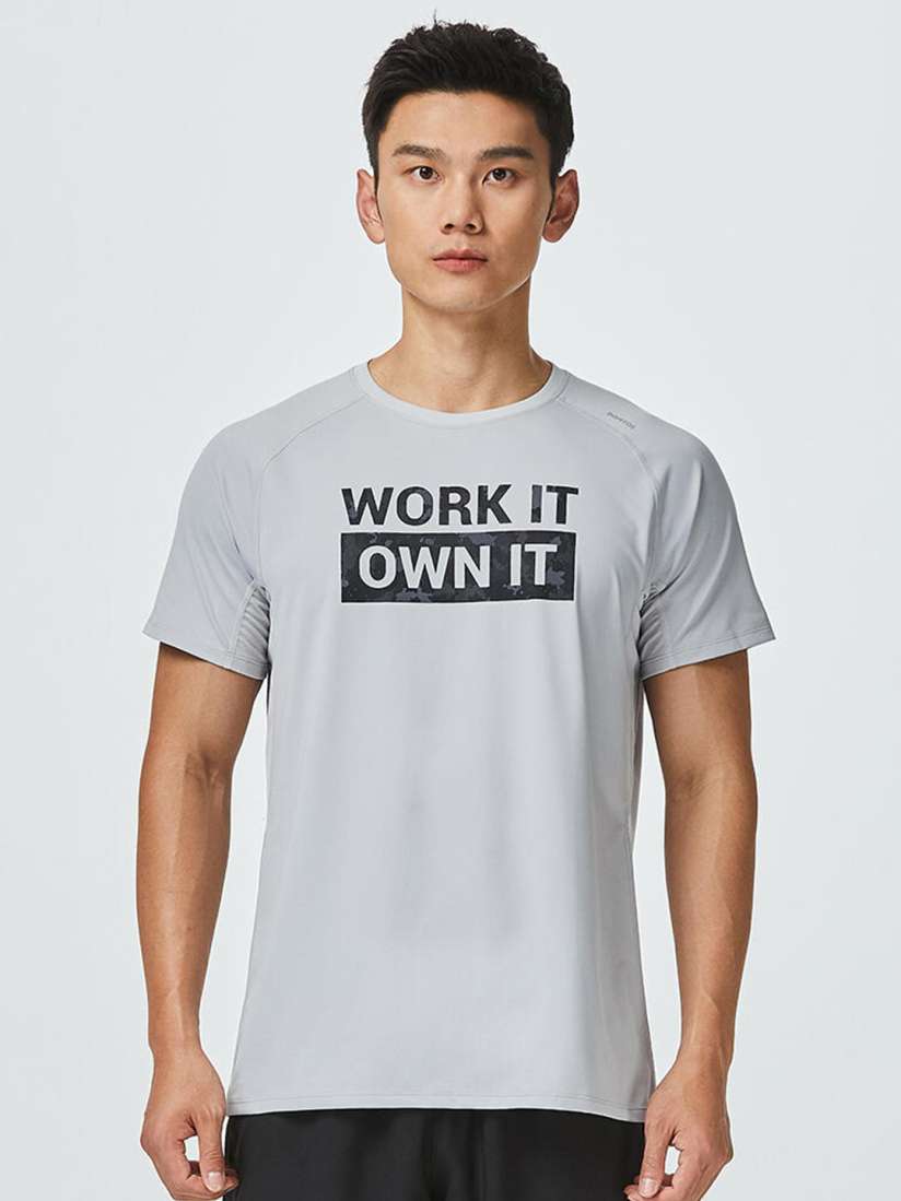 Buy Domyos By Decathlon Men Grey Typography Printed Training T shirt Tshirts for Men 17768872 Myntra