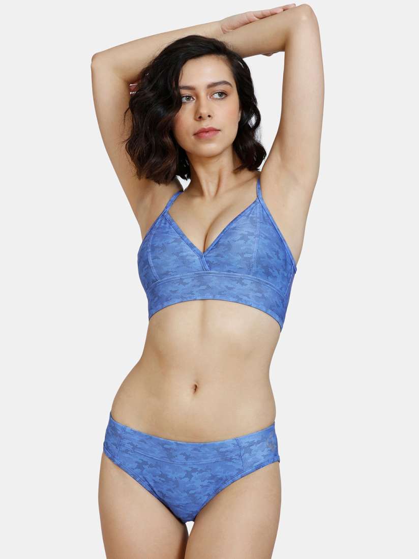 Buy Zelocity by Zivame Women Blue Printed Swim Bikini Set Swimwear for Women 17772694 Myntra