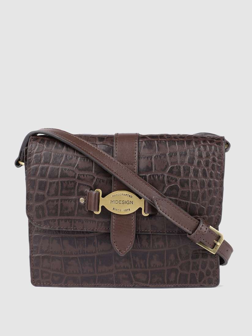 Buy Hidesign Brown Textured Leather Sling Bag Handbags for Women 17774992 Myntra