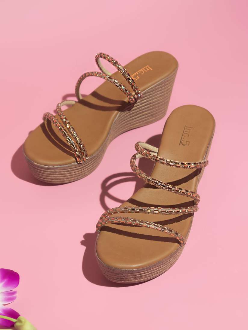 Buy Inc 5 Brown Embellished Wedge Sandals Heels for Women 17775868 Myntra