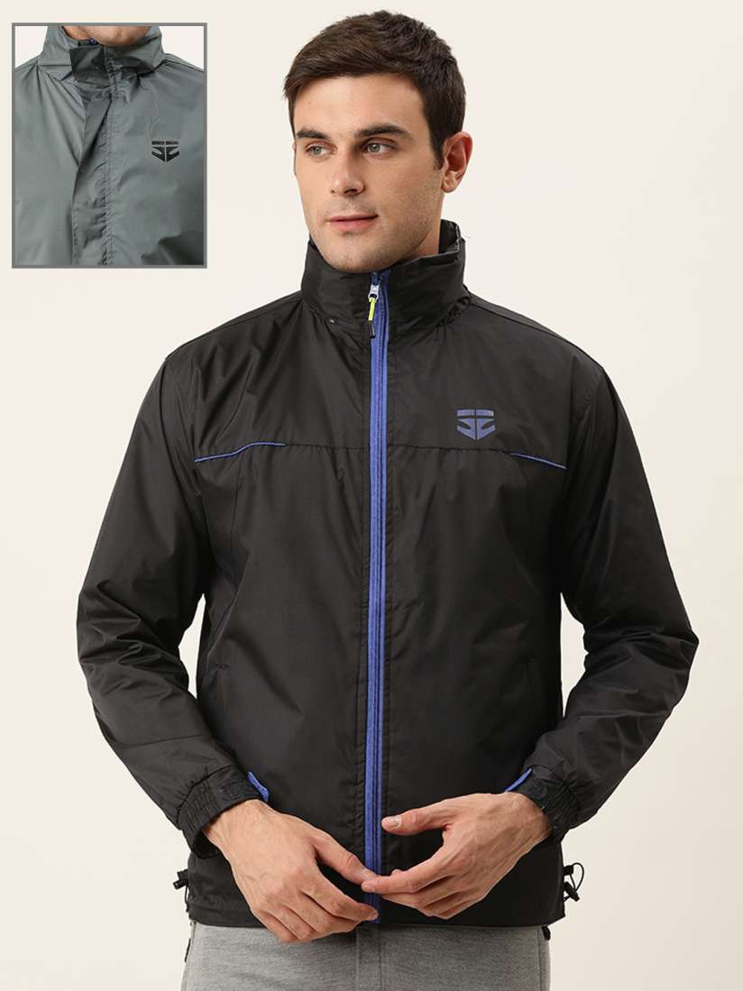 Buy Sports52 wear Men Black And Grey Solid Reversible Rain Jacket Rain Jacket for Men 17777882 Myntra