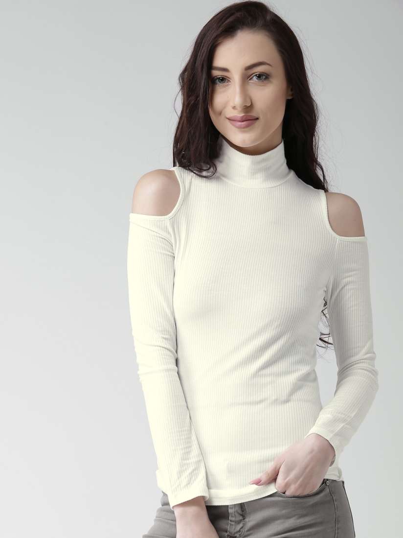 Buy FOREVER 21 Women Off White Self Striped Cold Shoulder Top Tops for Women 1777889 Myntra