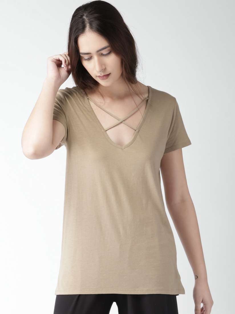 Buy FOREVER 21 Women Beige Solid Top Tops for Women 1777945 Myntra