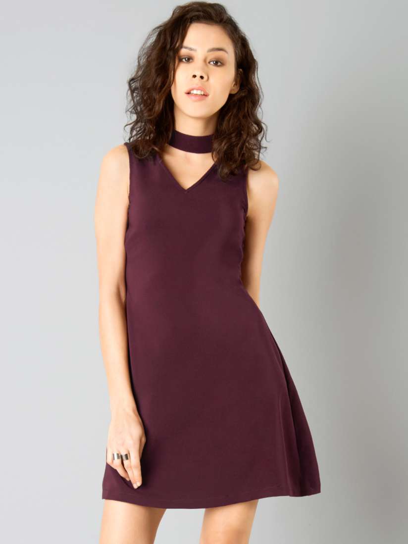 Burgundy choker dress cheap