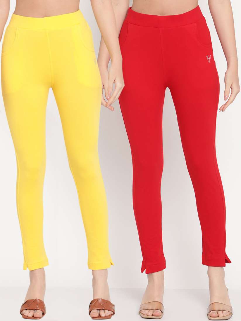 Buy TAG 7 Pack of 2 Red Yellow Ankle Length Leggings Leggings for Women 17782700 Myntra