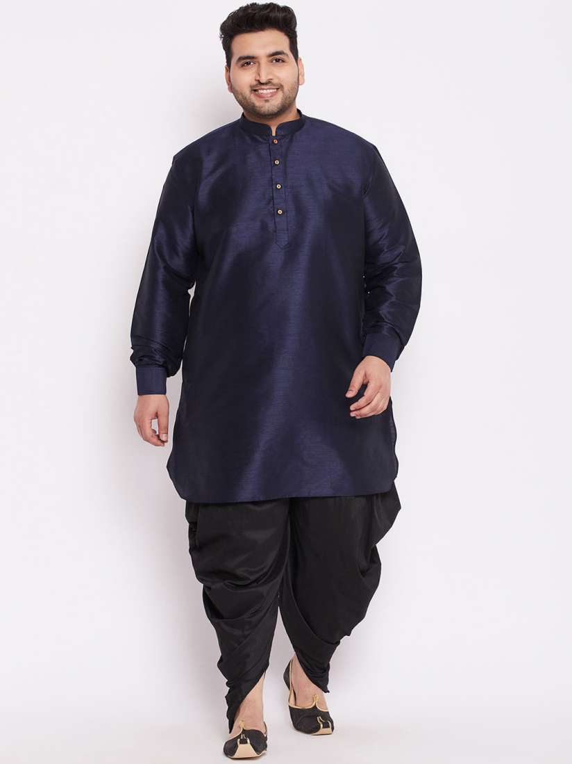 Buy VASTRAMAY Men Navy Blue Black Kurta with Dhoti Pants Kurta Sets for Men 17786122 Myntra