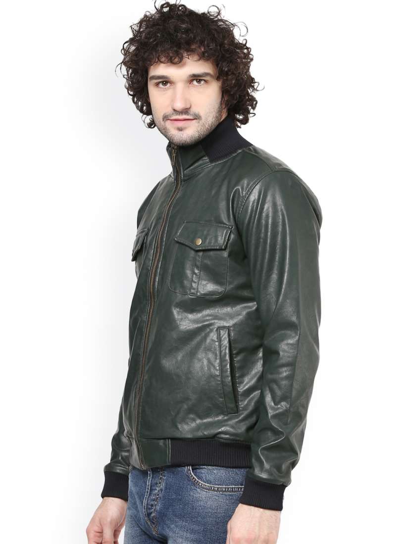 Buy Atorse Olive Green Biker Jacket Jackets for Men Myntra