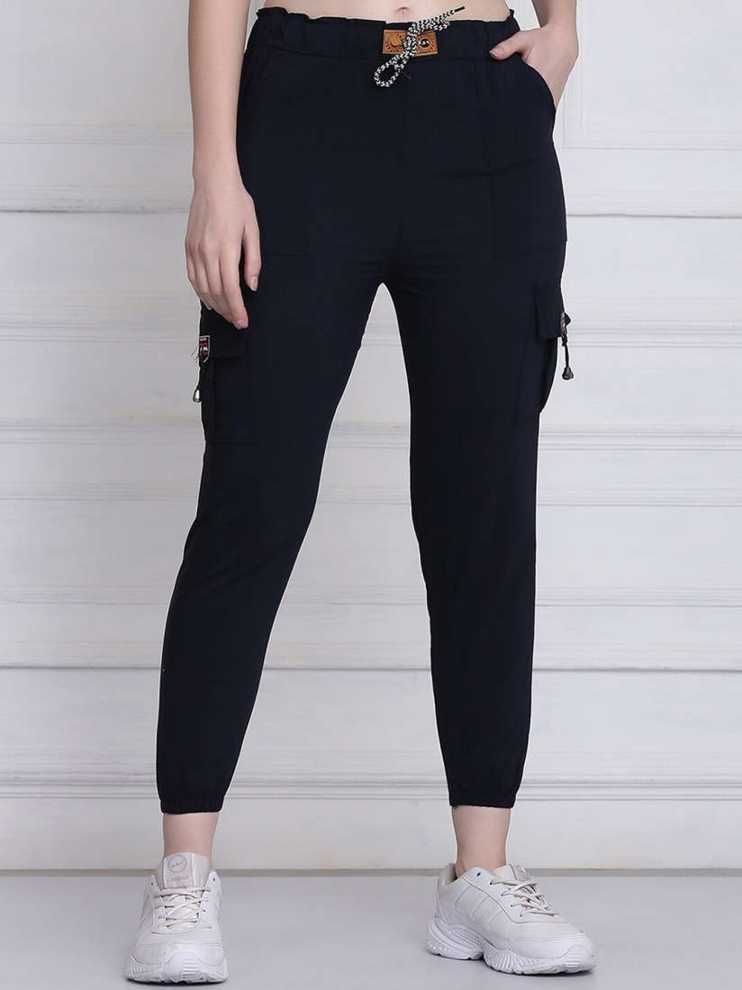 Buy BUY NEW TREND Women Navy Blue Solid Comfort Slim Fit Joggers Trousers Trousers for Women 17787426 Myntra