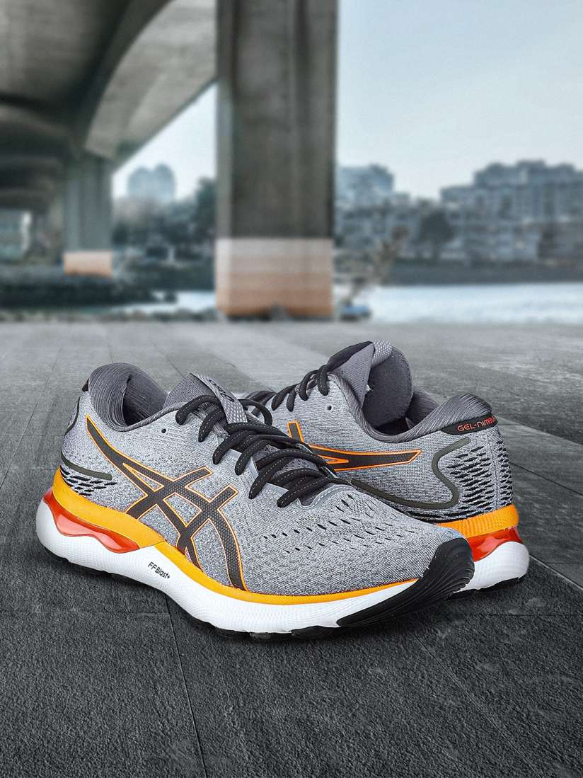 Buy ASICS Men Grey Running GEL Nimbus 24 Non Marking Shoes Sports Shoes for Men 17788902 Myntra