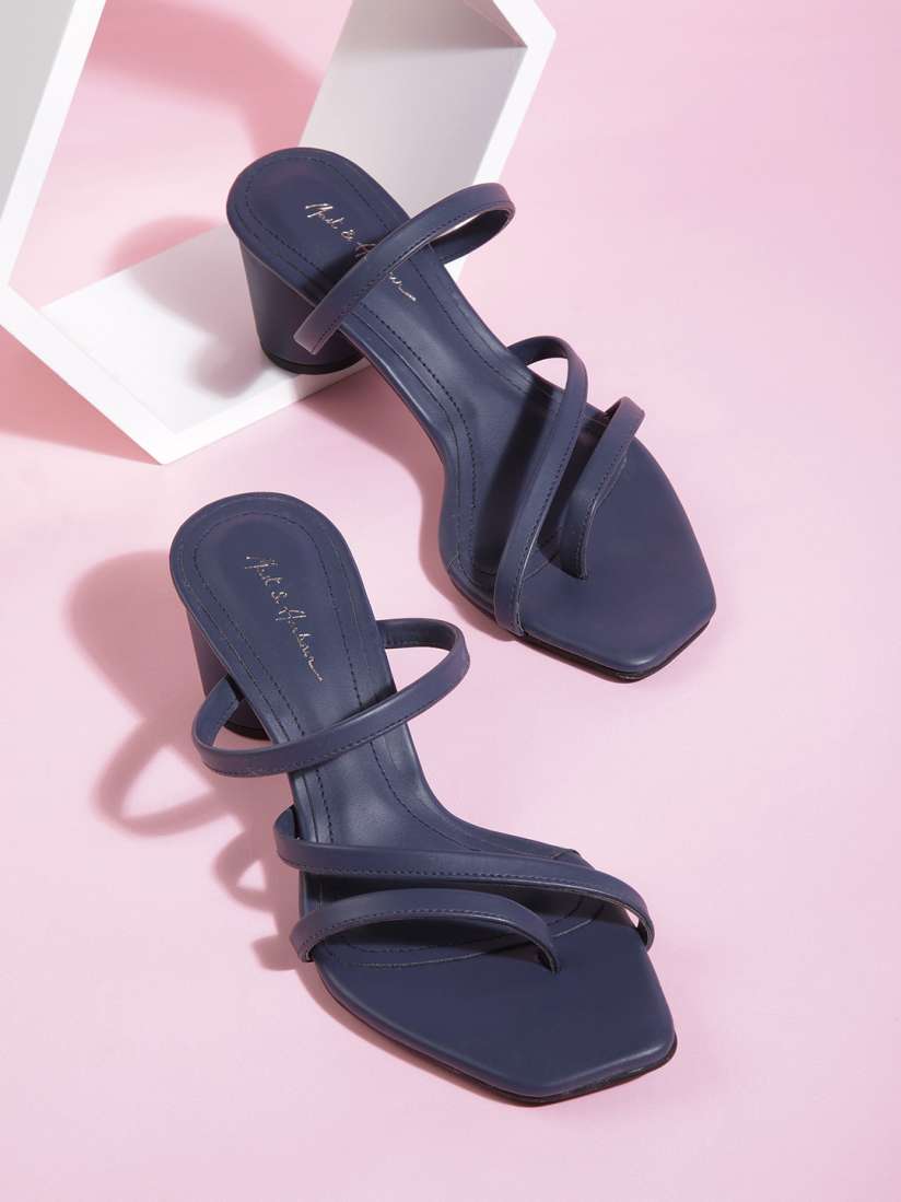 Navy strappy block heels on sale