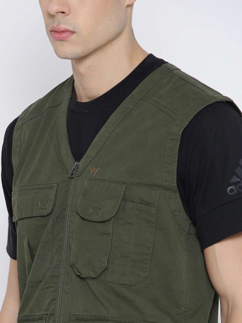 Buy Wildcraft Olive Green Sleeveless Utility Cao Utility Jacket Jackets for Men 1779617 Myntra