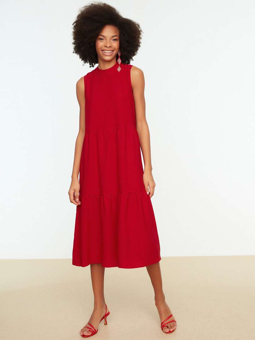 Red a line midi dress online