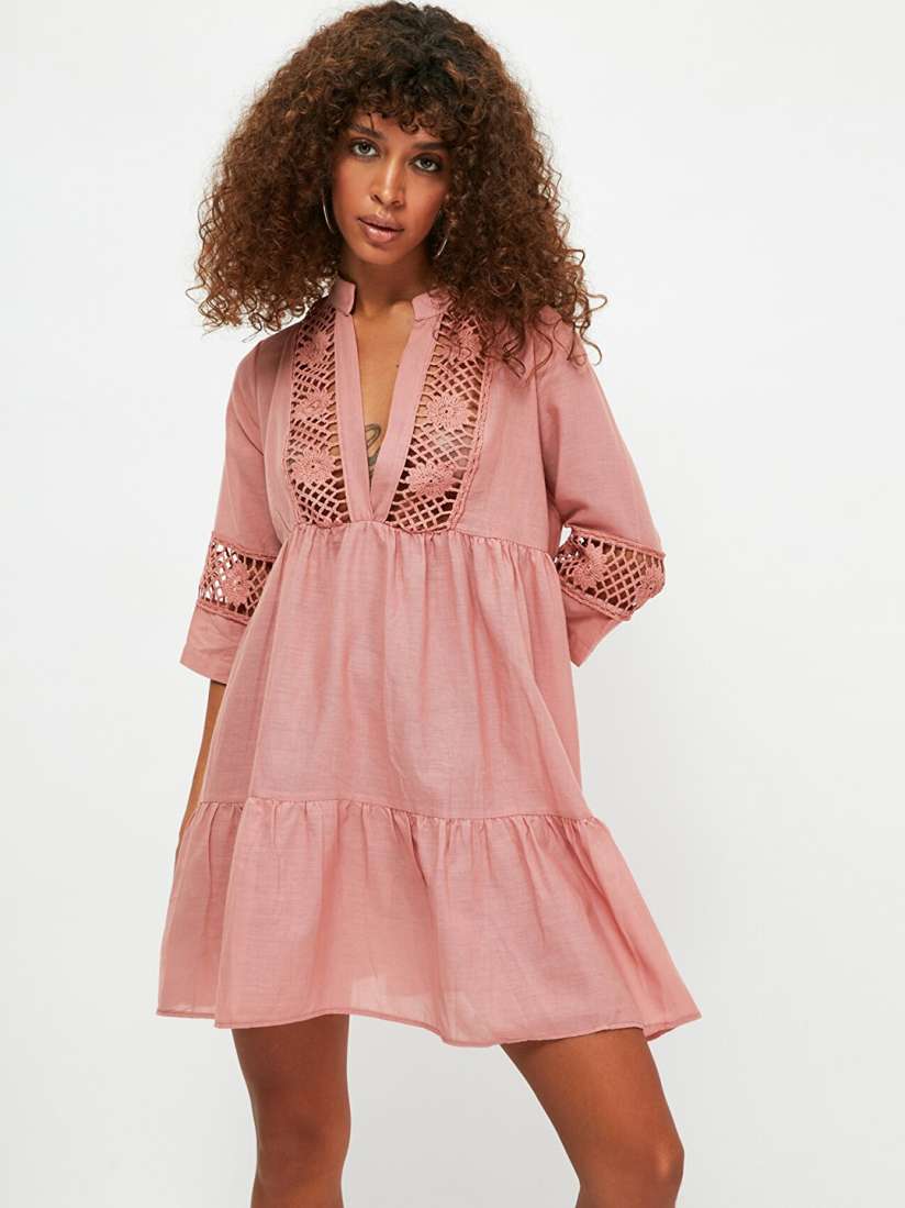 Dusty pink casual dress new arrivals
