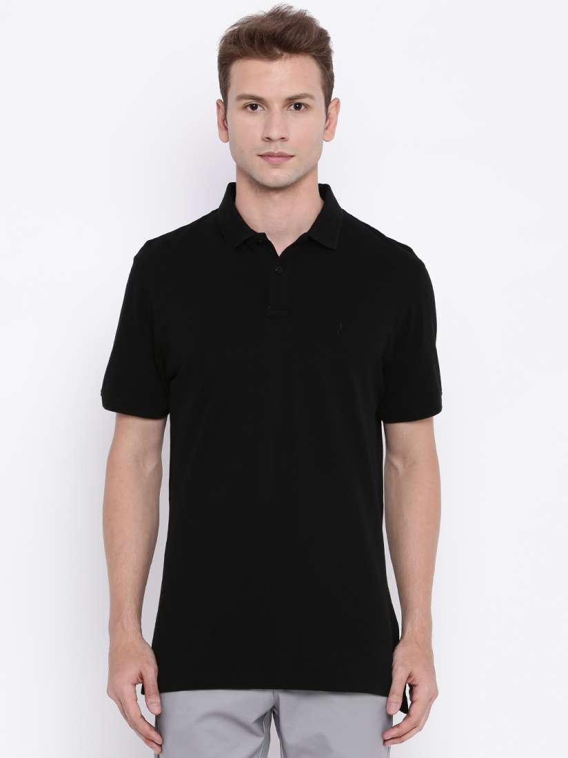 Buy Indian Terrain Men Black Solid Polo Collar T Shirt Tshirts for Men Myntra