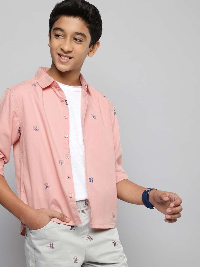 Buy M H Juniors Boys Pink Printed Pure Cotton Casual Shirt Shirts for Boys 17805918 Myntra