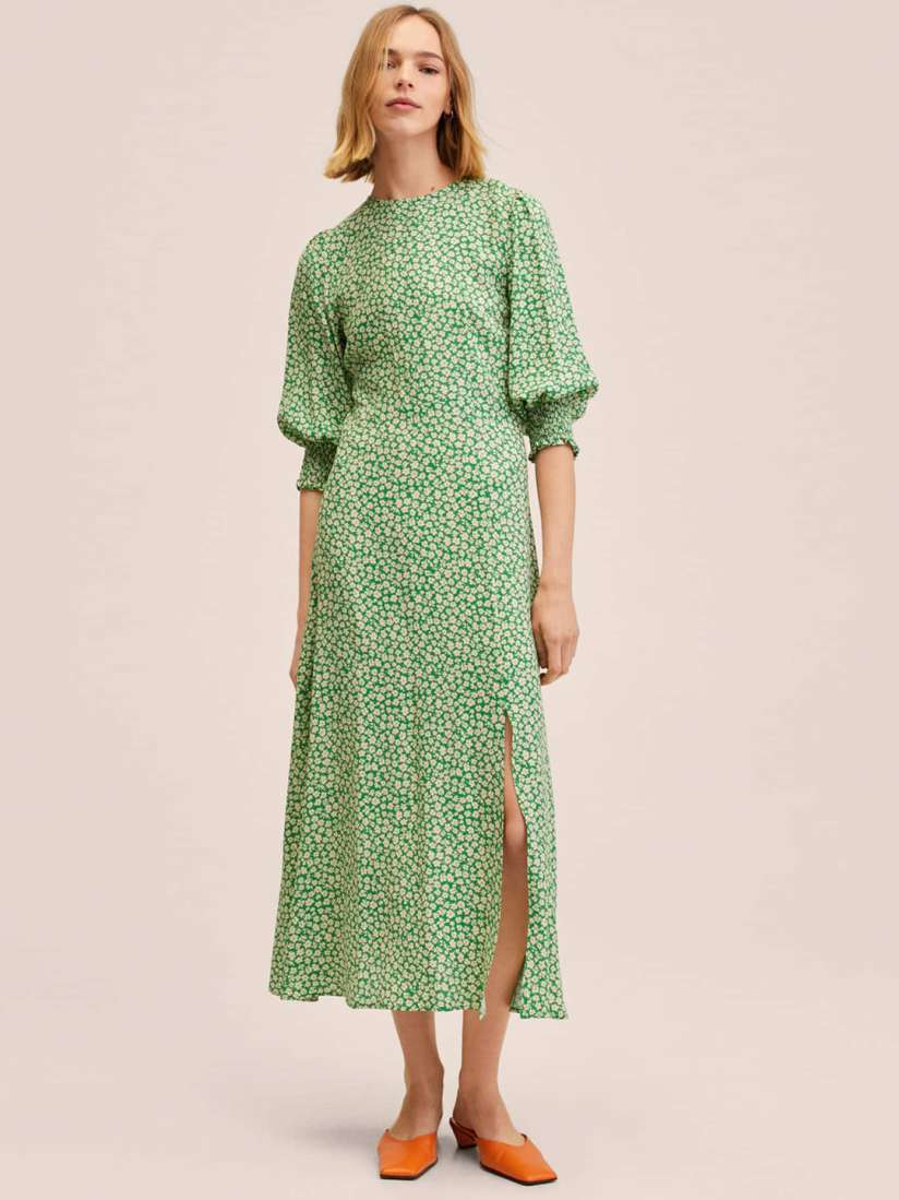 Mango floral midi dress best sale