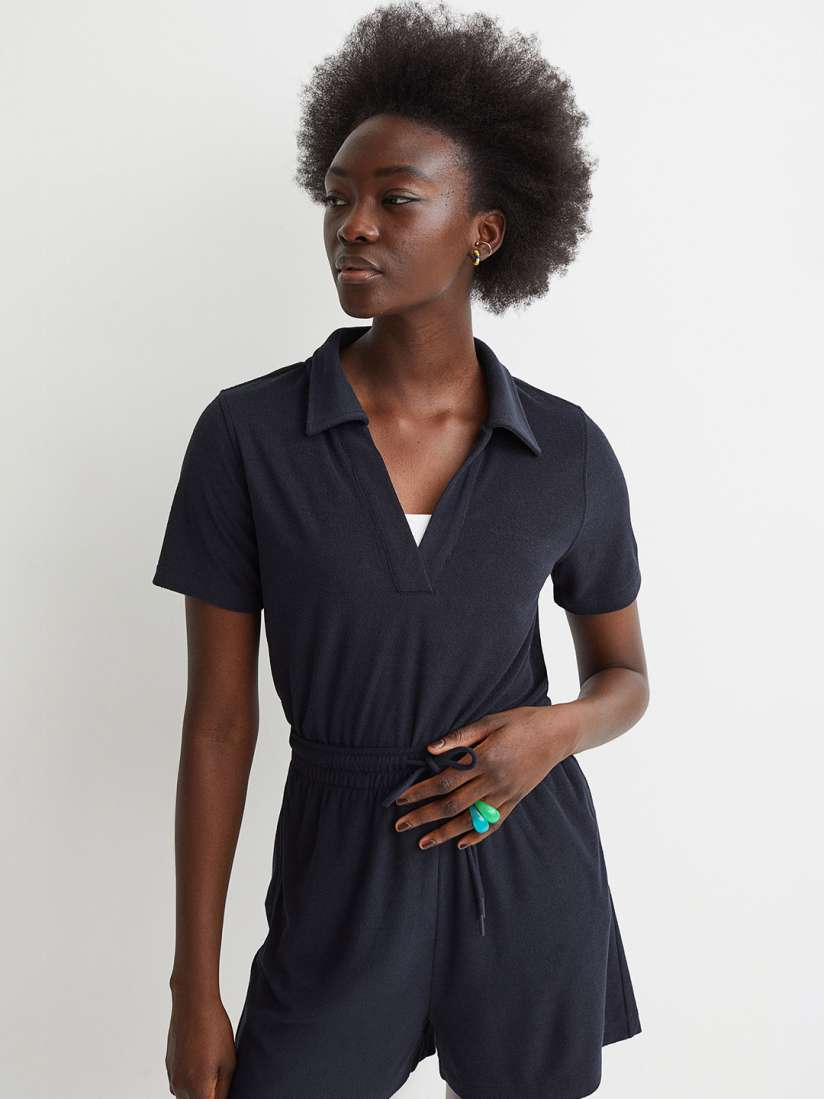 Buy H M Women Navy Blue Terry Polo Shirt Tshirts for Women 17810520 Myntra