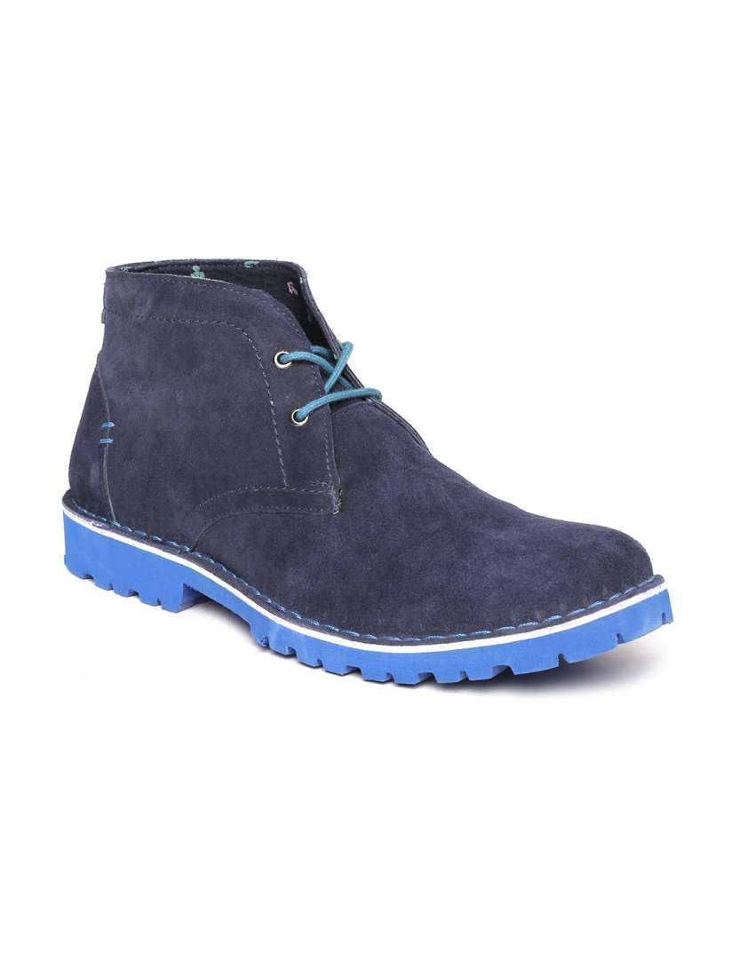 Buy Bata Men Navy Blue Solid Mid Top Flat Boots Casual Shoes for Men 1781134 Myntra