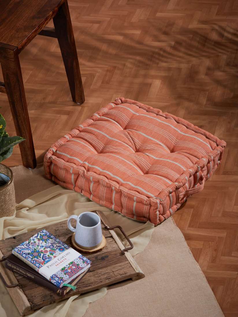 Buy Fabindia Visala Red White Striped Cotton Woven Floor Cushion Cushions for Unisex 17819008 Myntra