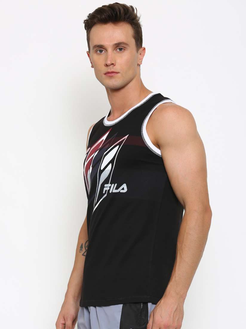 Buy FILA Men Black Printed Round Neck Sleeveless Slim T Shirt Tshirts for Men Myntra