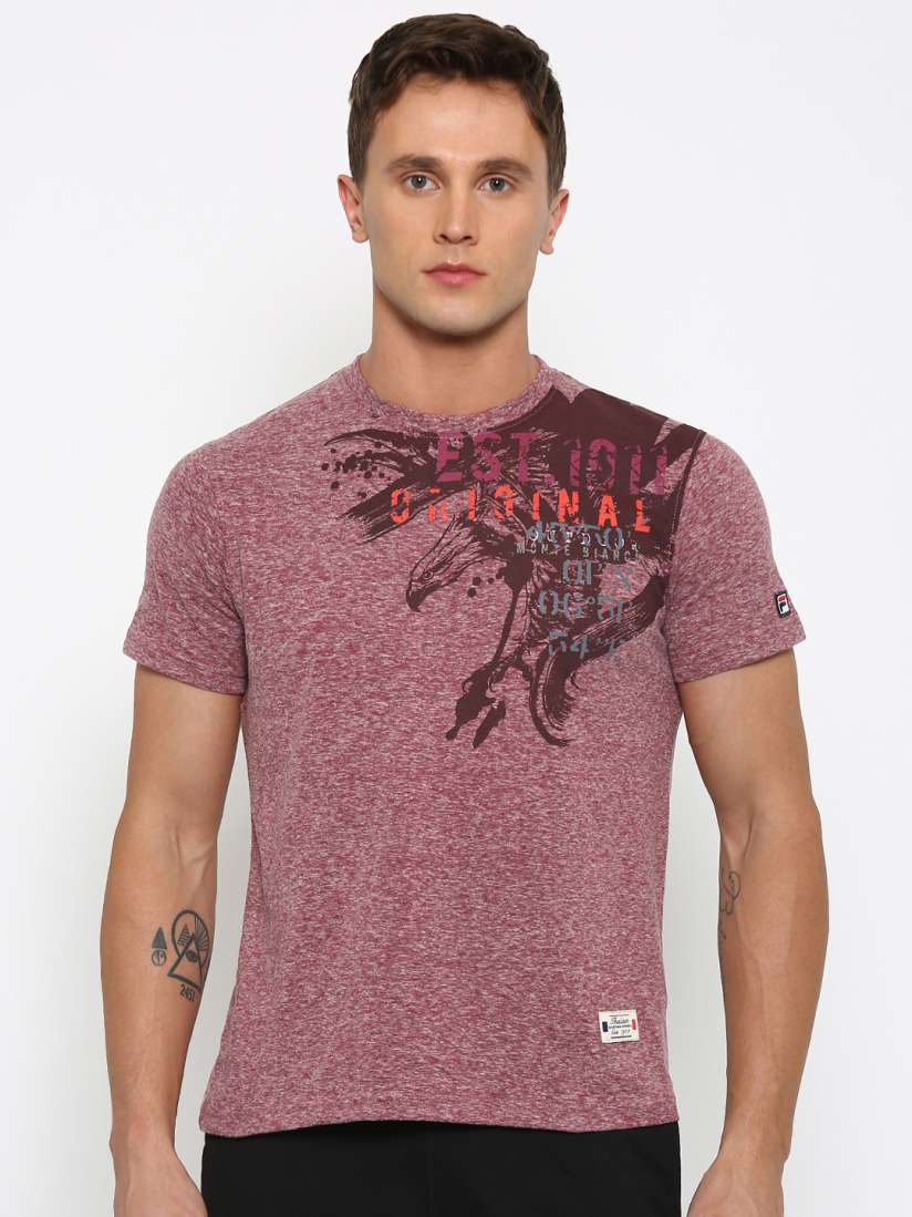 Buy FILA Men Burgundy Printed Round Neck T Shirt Tshirts for Men Myntra