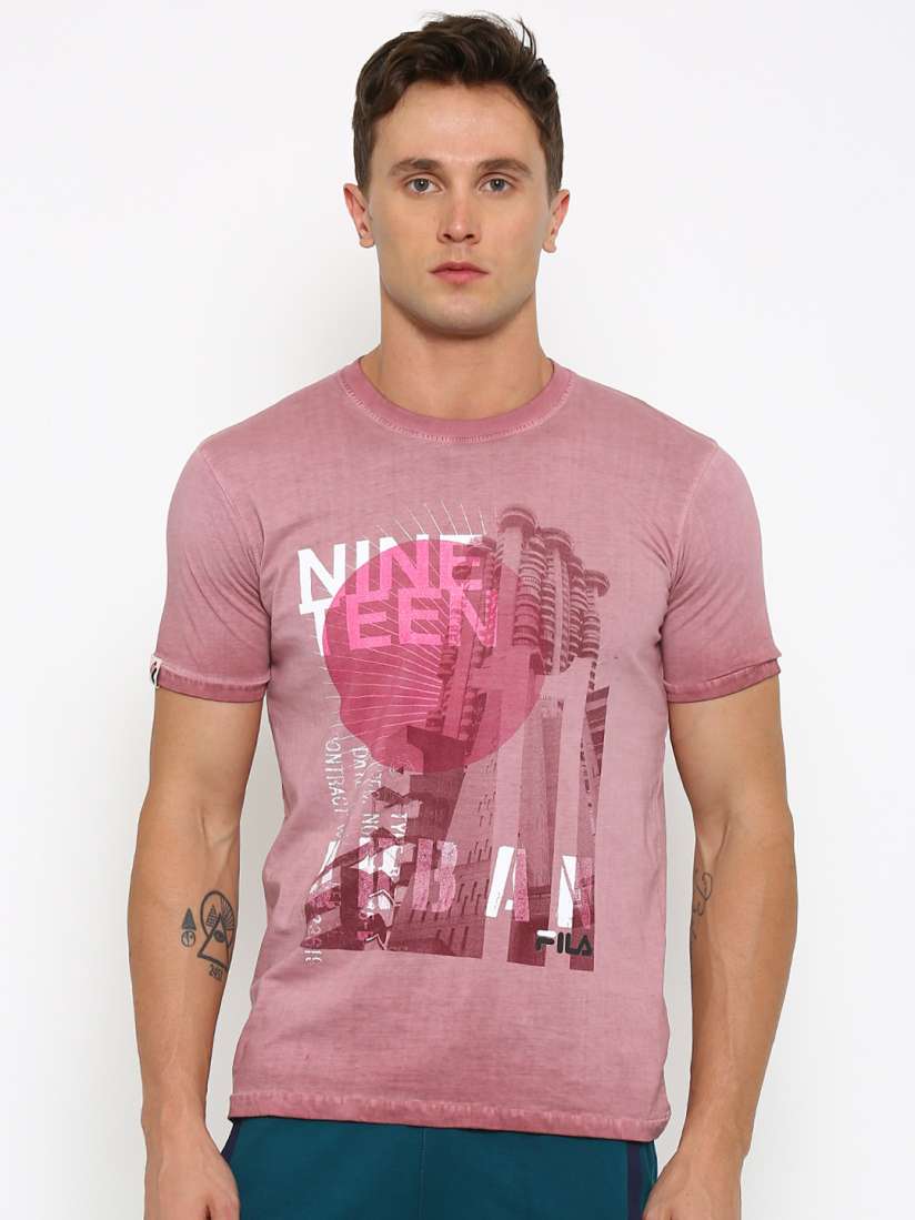Buy FILA Men Pink Printed Round Neck Slim T Shirt Tshirts for Men Myntra