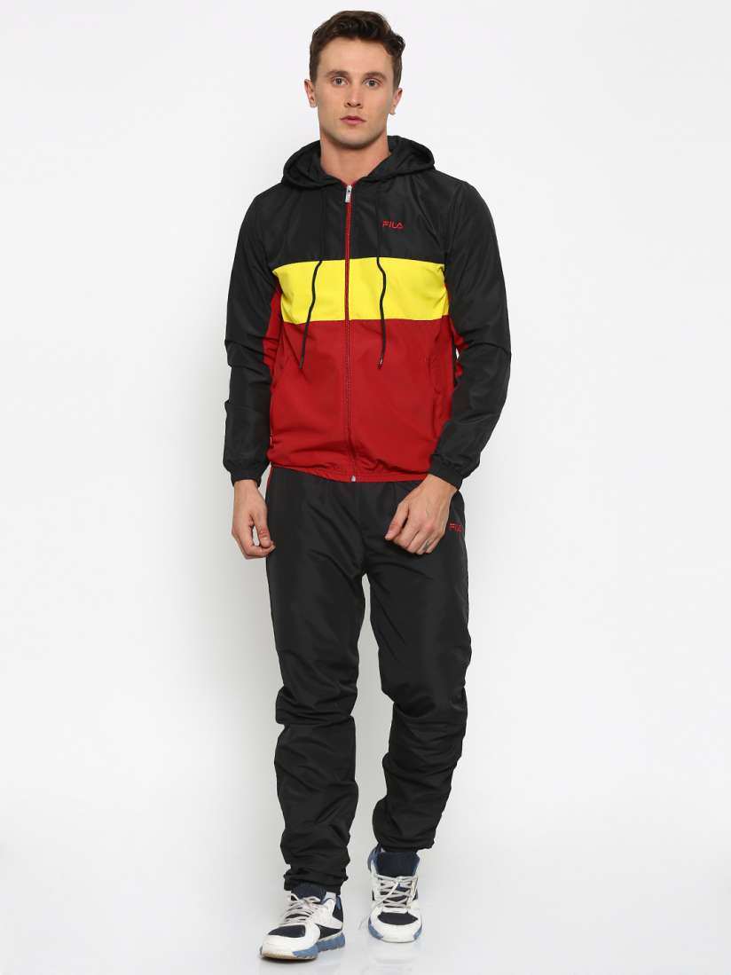 Buy FILA Black Red Hooded Tracksuit Tracksuits for Men 1782314 Myntra