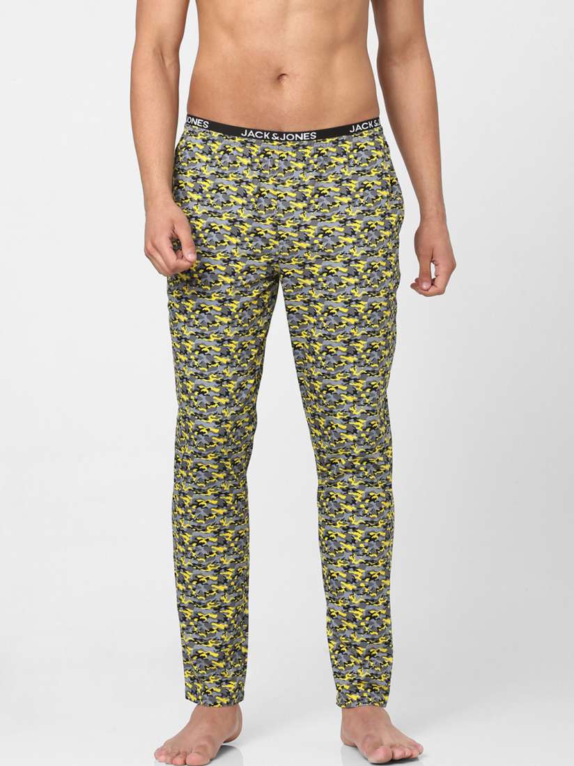 Buy Jack Jones Men Yellow Grey Printed Cotton Lounge Pant Lounge Pants for Men 17824114 Myntra