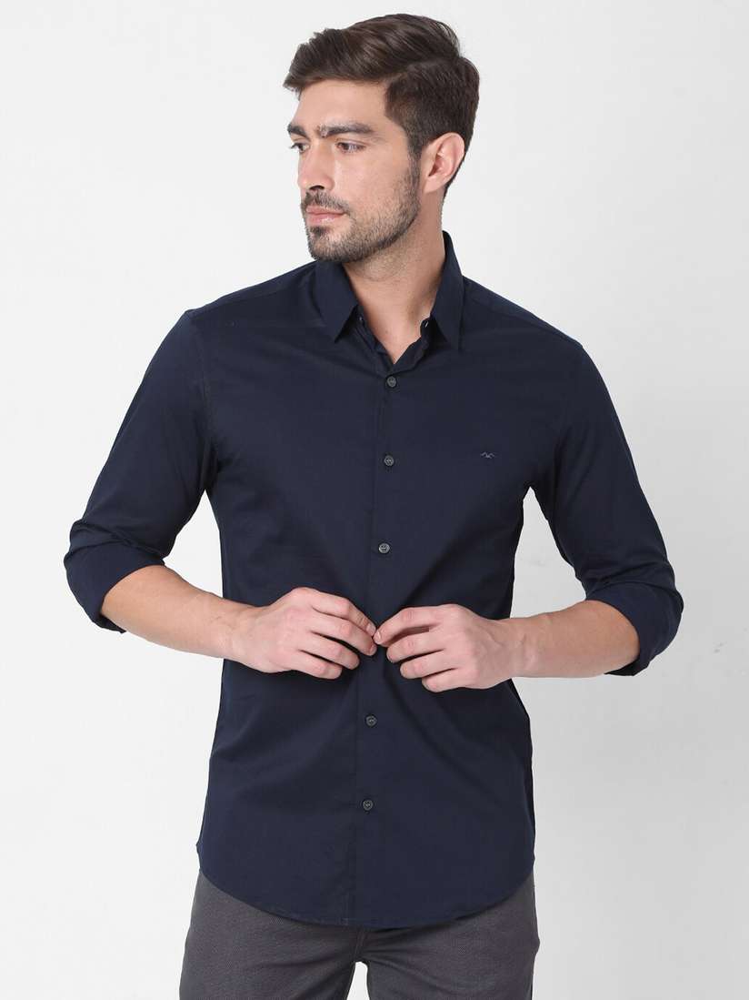 Buy Mufti Men Navy Blue Slim Fit Casual Shirt Shirts for Men