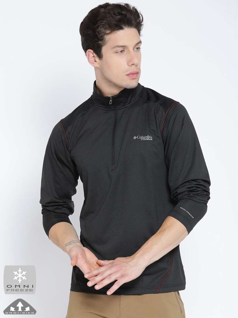 Buy Columbia Men Black Titan Ice Solid Mock Collar Outdoor T Shirt Tshirts for Men Myntra