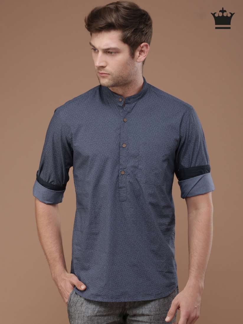 Buy Louis Philippe Men Navy Printed Slim Fit Short Kurta Kurtas for Men 1784641 Myntra