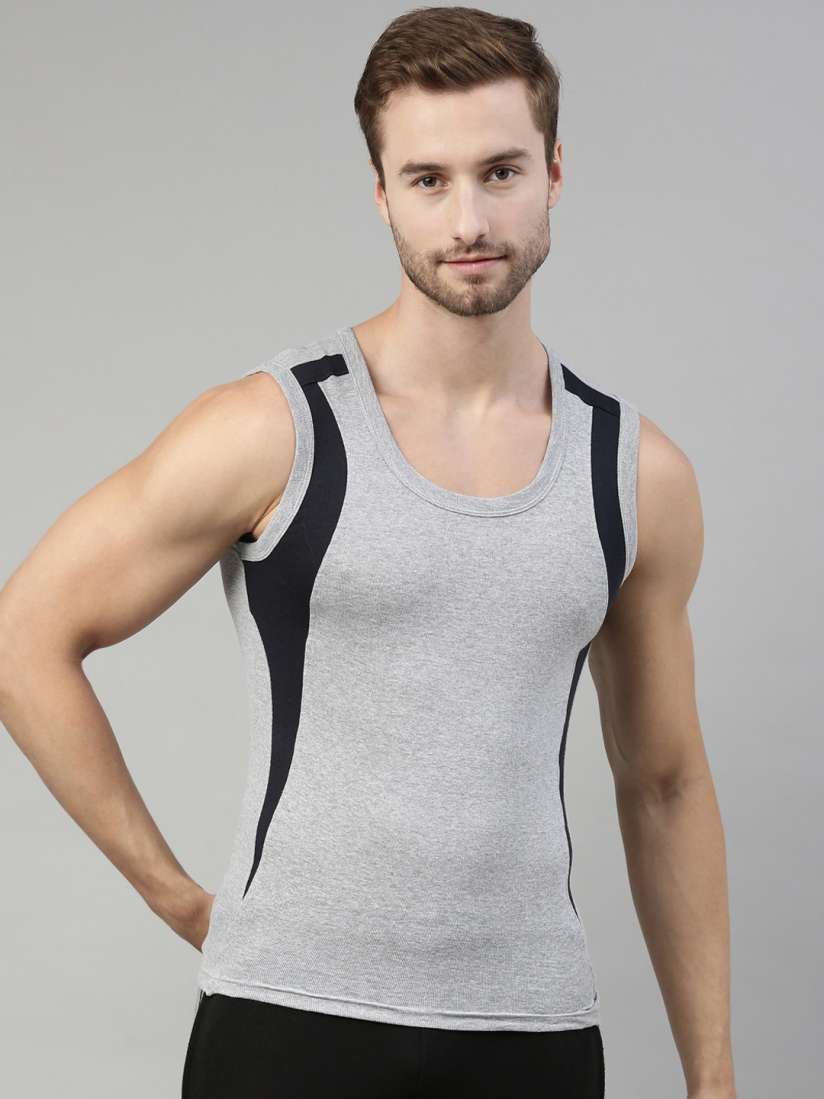 Buy DIXCY SCOTT Men Grey Melange Solid Cotton Innerwear Gym Vest Innerwear Vests for Men 17847692 Myntra