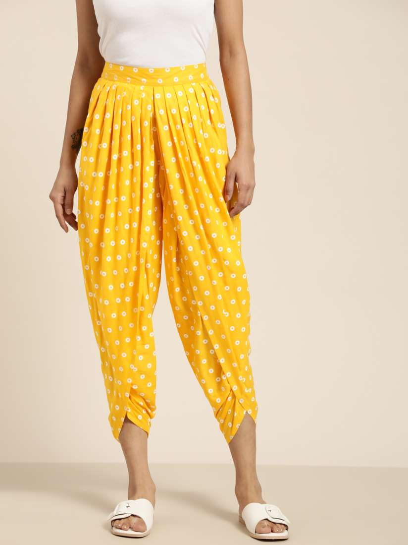 Buy Sangria Women Yellow Printed Dhoti Pant Dhotis for Women 17848998 Myntra