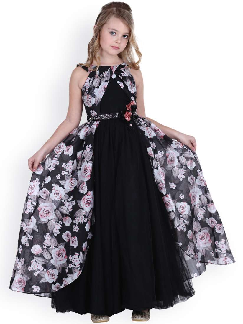 Buy CUTECUMBER Girls Black Printed Maxi Dress Dresses for Girls 1787273 Myntra