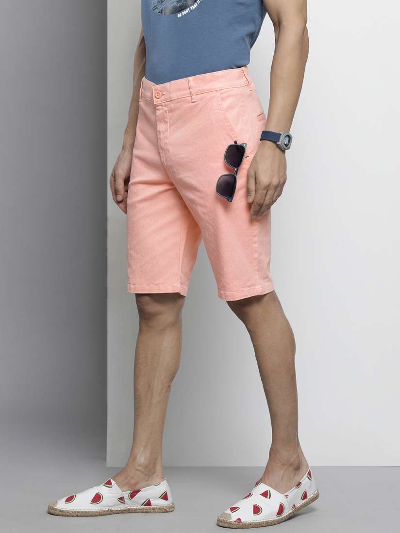 Mens pink denim shorts top