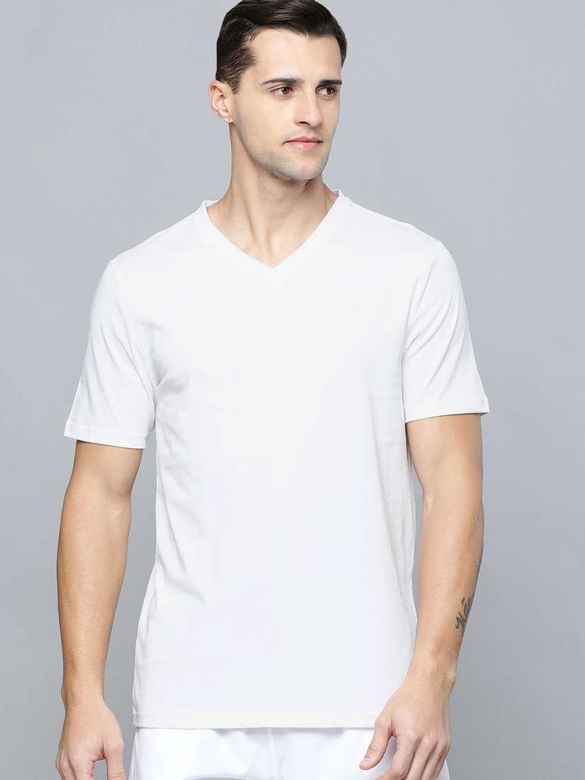 Buy Puma Men Pack Of 2 Solid V-Neck Pure Cotton Casual T-shirts  