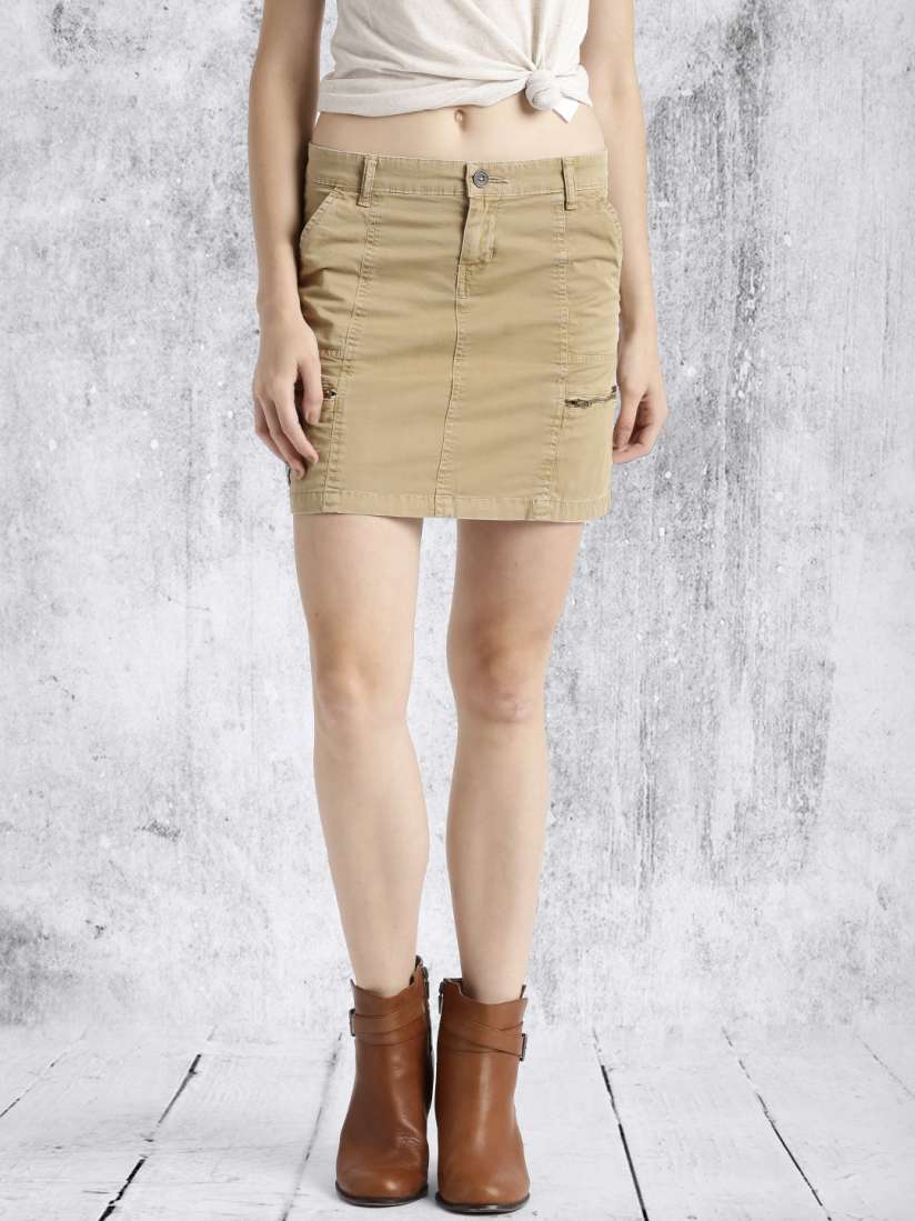 Buy Roadster Khaki Mini Skirt Skirts for Women 1787866 Myntra