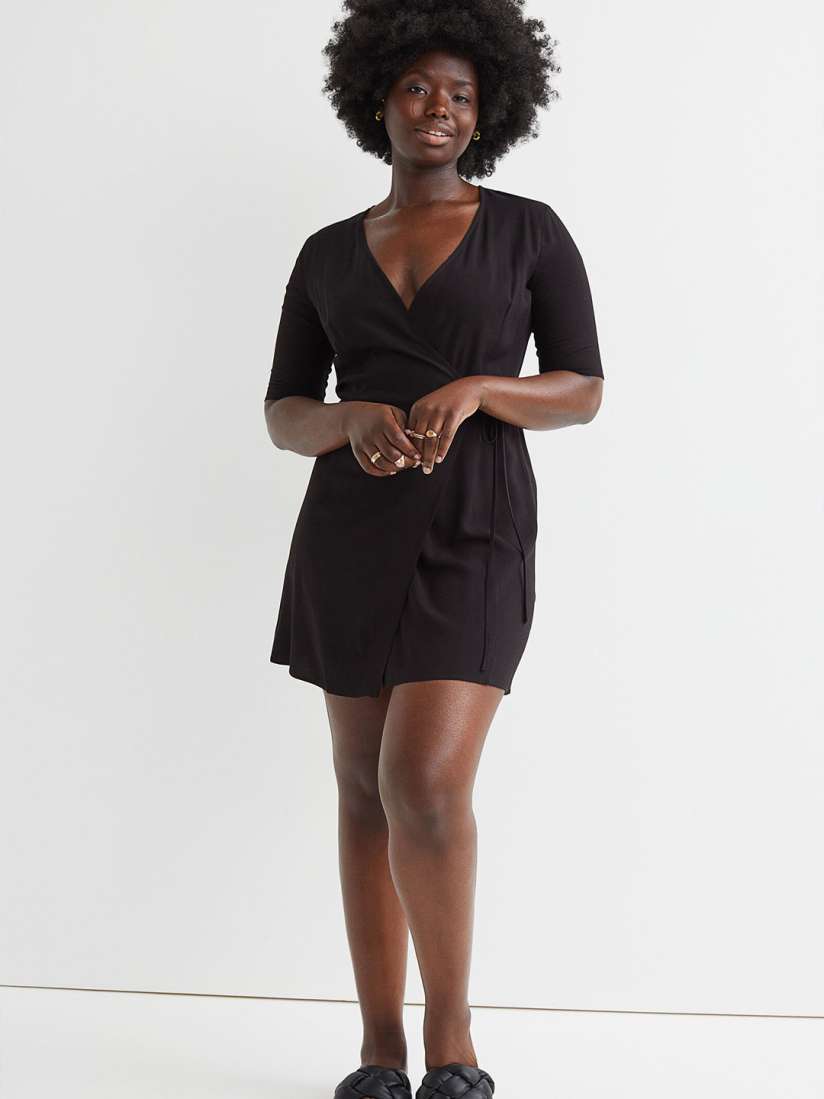 H&m black wrap dress outlet