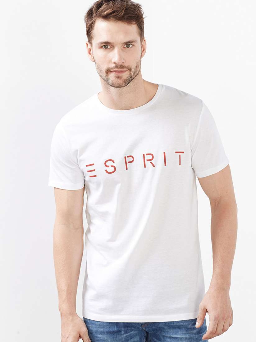 Buy ESPRIT Men White Printed Slim Fit Round Neck T shirt Tshirts for Men 1788579 Myntra