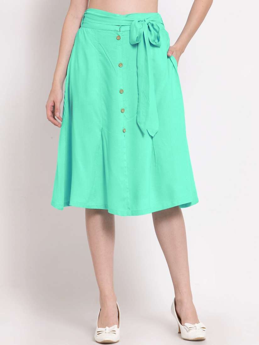 Buy PATRORNA Women Teal Solid A Line Knee Length Skirts Skirts for Women 17898150 Myntra