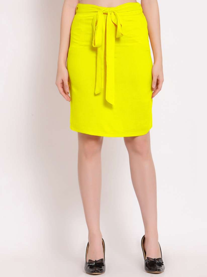 Buy PATRORNA Womens Plus Size Yellow Solid Pencil Skirt Skirts for Women 17899142 Myntra