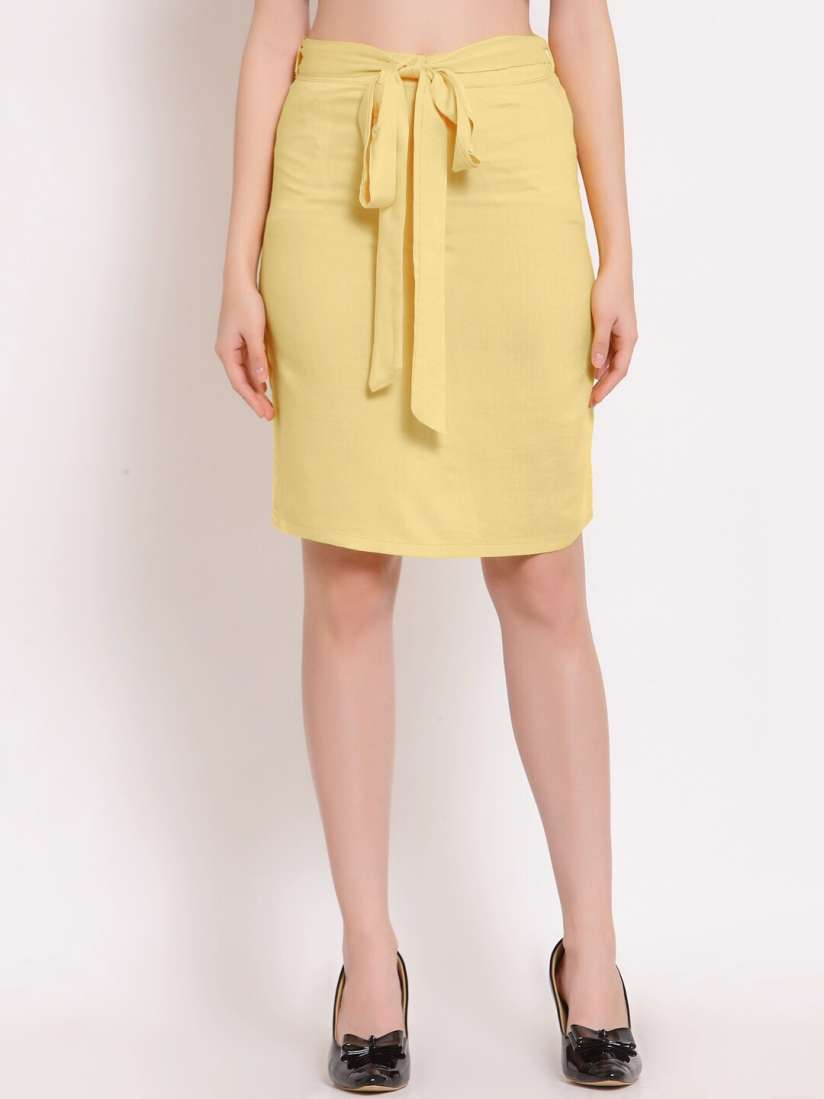 Buy PATRORNA Women Plus Size Gold Coloured Solid Pencil Knee Length Skirt Skirts for Women 17899150 Myntra