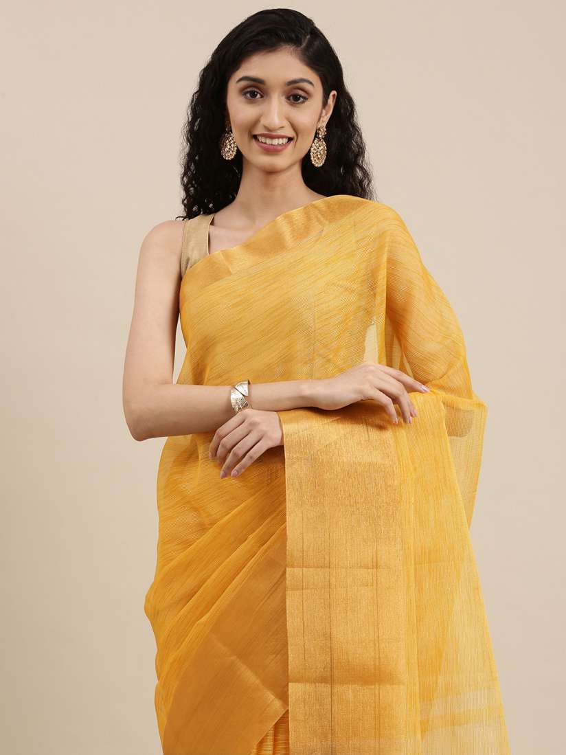 Buy PERFECTBLUE Yellow Zari Silk Cotton Saree Sarees for Women 17900570 Myntra