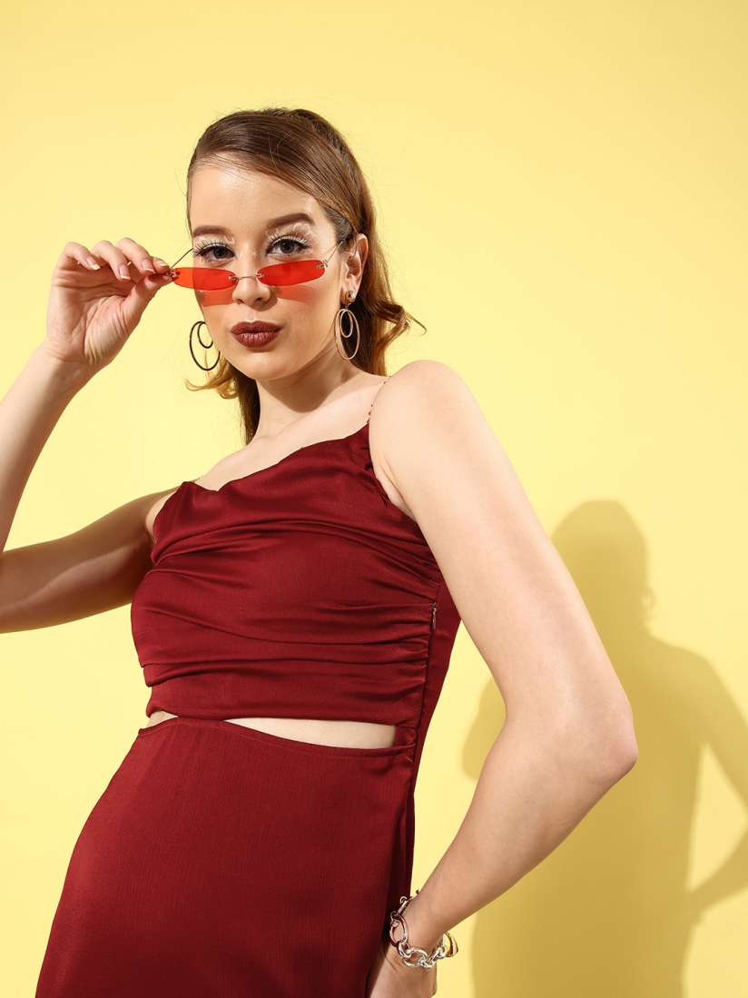 Maroon cut out dress shop