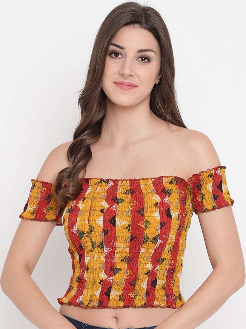 yellow bardot crop top