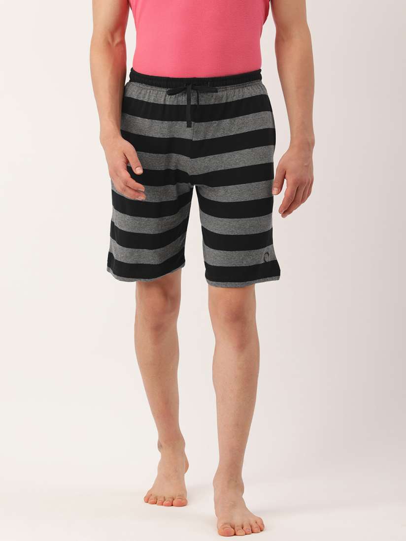 Buy Chromozome Men Black Charcoal Striped Cotton Lounge Shorts Lounge Shorts for Men 17908686 Myntra
